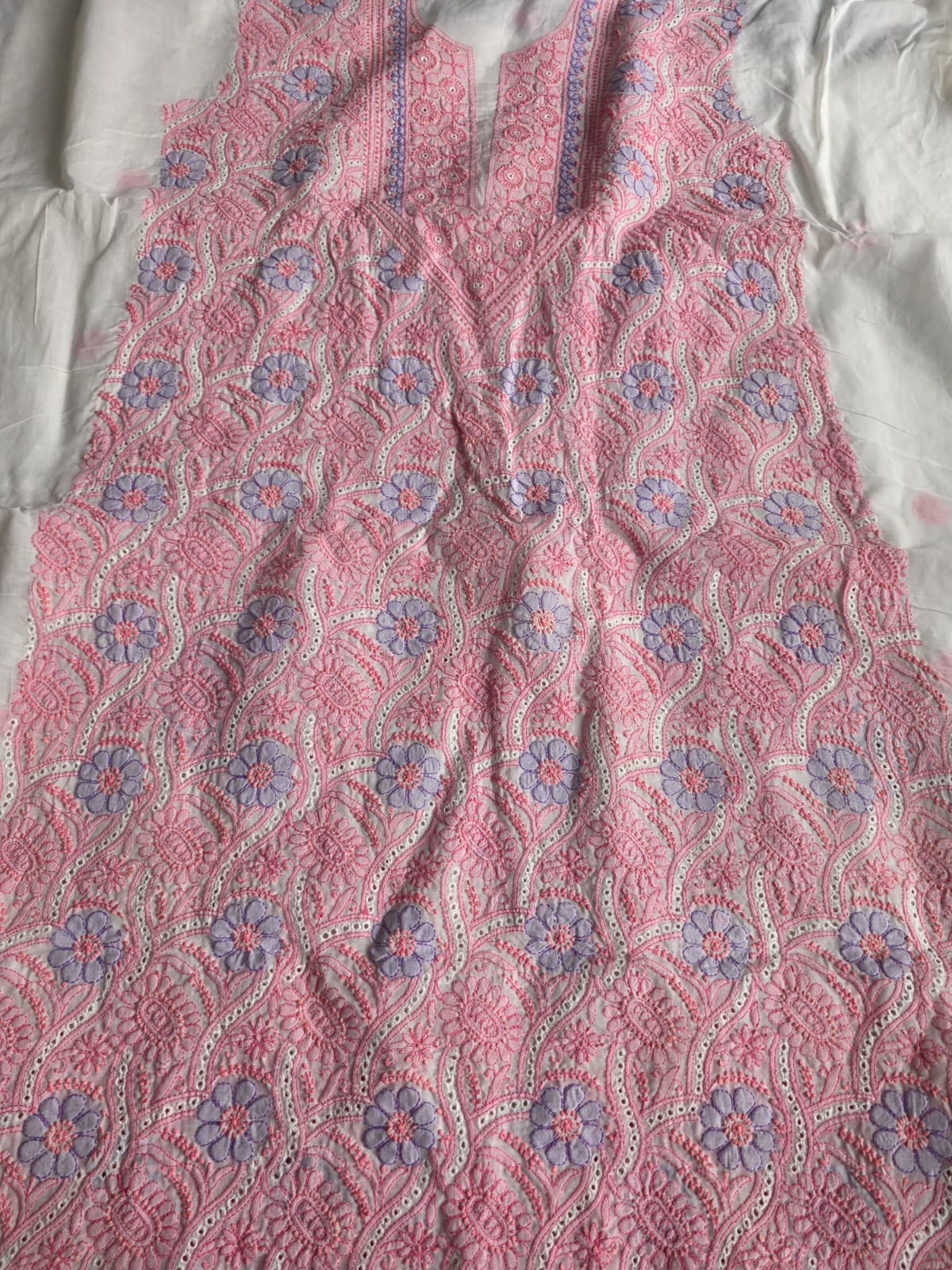 White with Multicolored Handwork Designer Suit