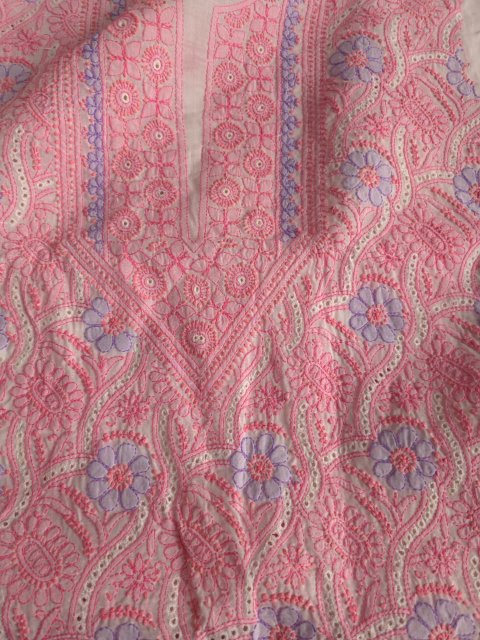 White with Multicolored Handwork Designer Suit