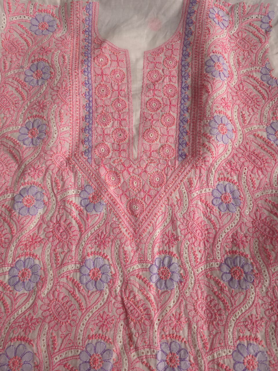 White with Multicolored Handwork Designer Suit