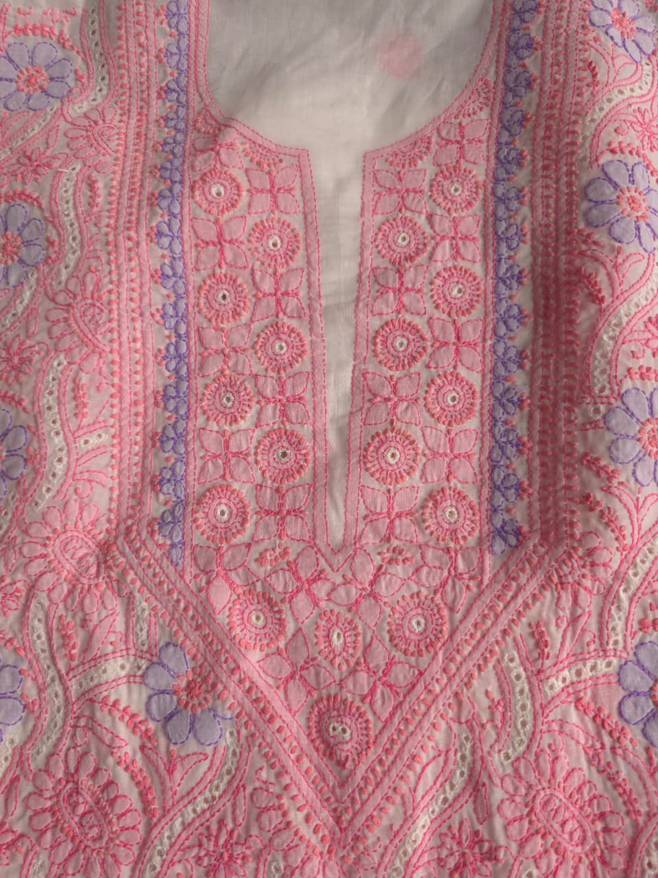 White with Multicolored Handwork Designer Suit