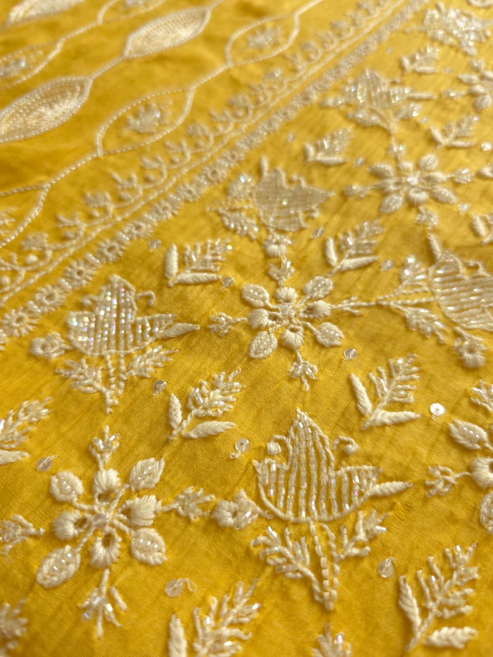 Golden yellow Mul Chanderi Kurta dupatta with Embellishments