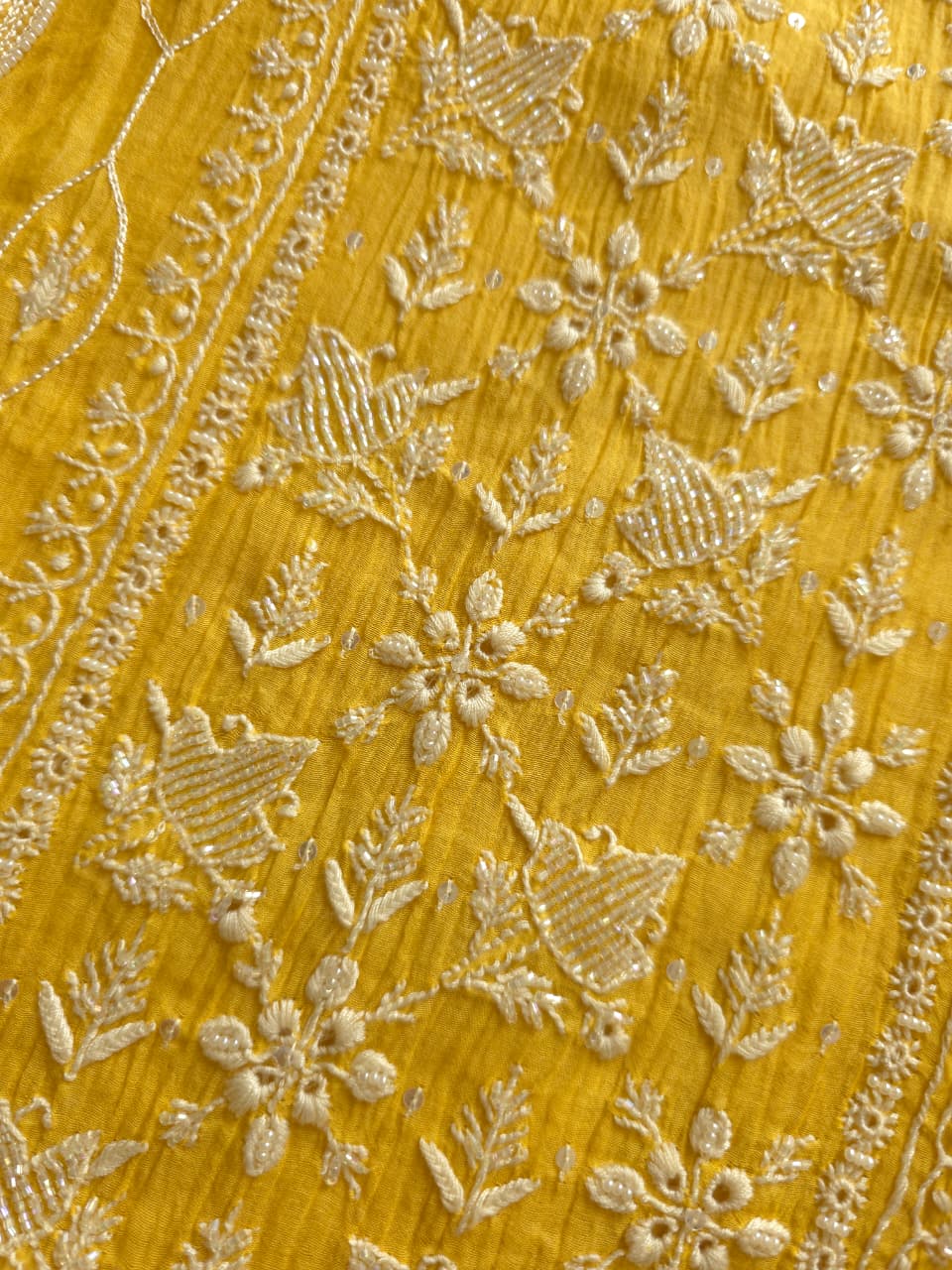 Golden yellow Mul Chanderi Kurta dupatta with Embellishments