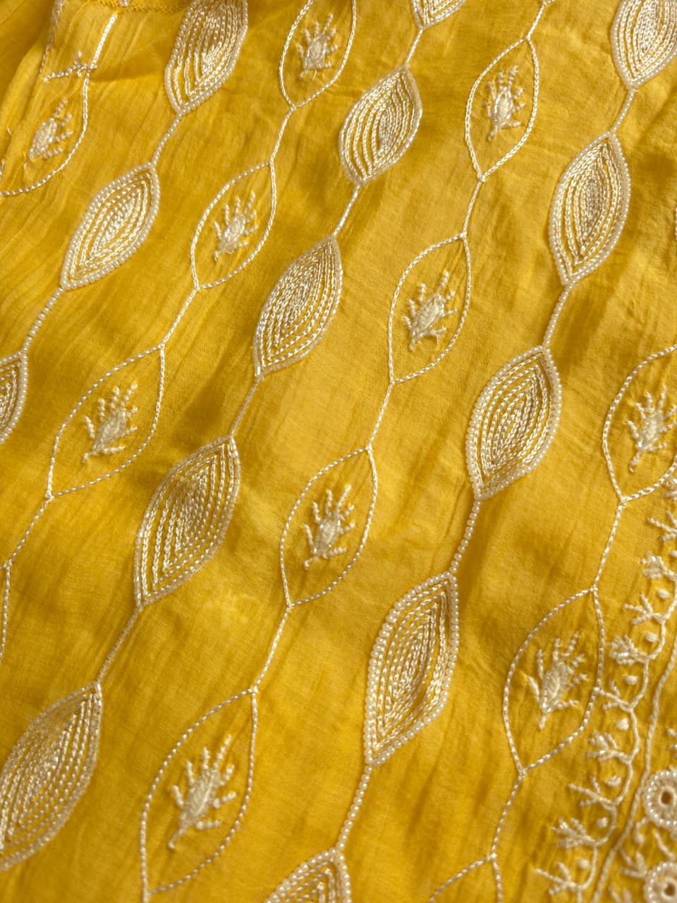 Golden yellow Mul Chanderi Kurta dupatta with Embellishments