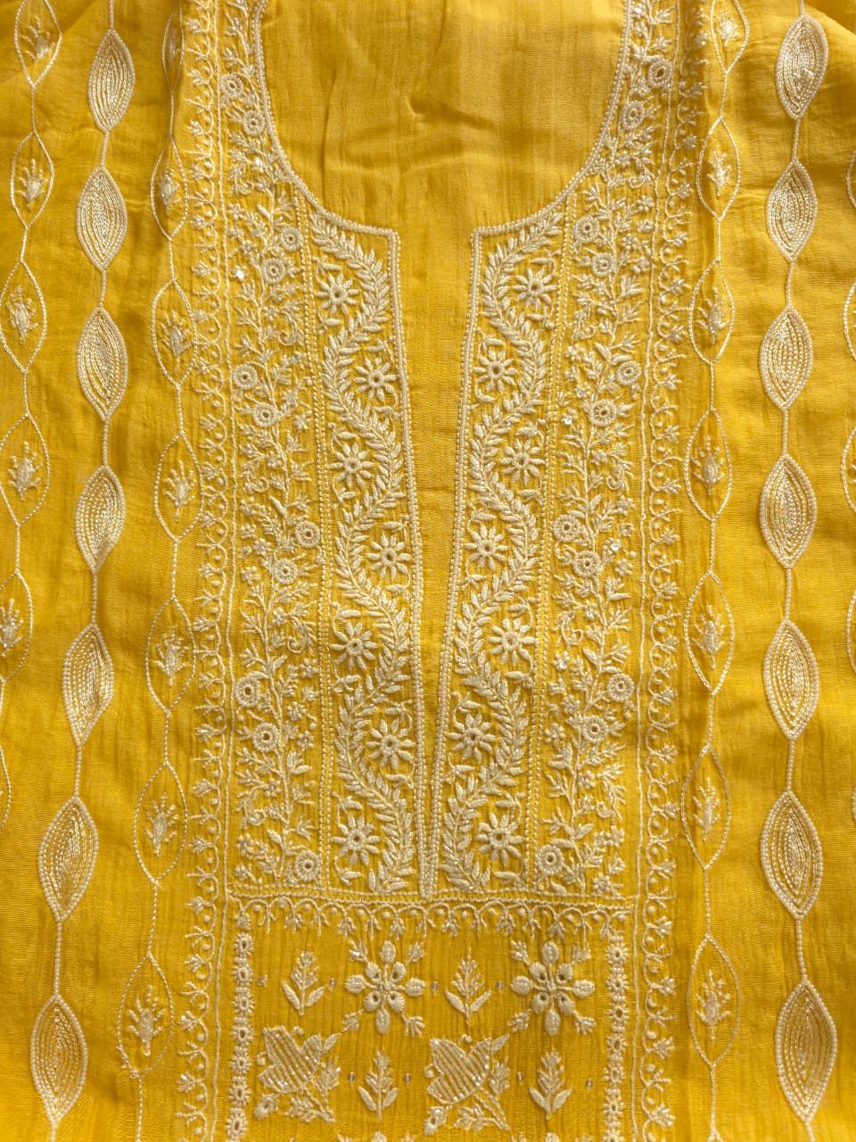 Golden yellow Mul Chanderi Kurta dupatta with Embellishments