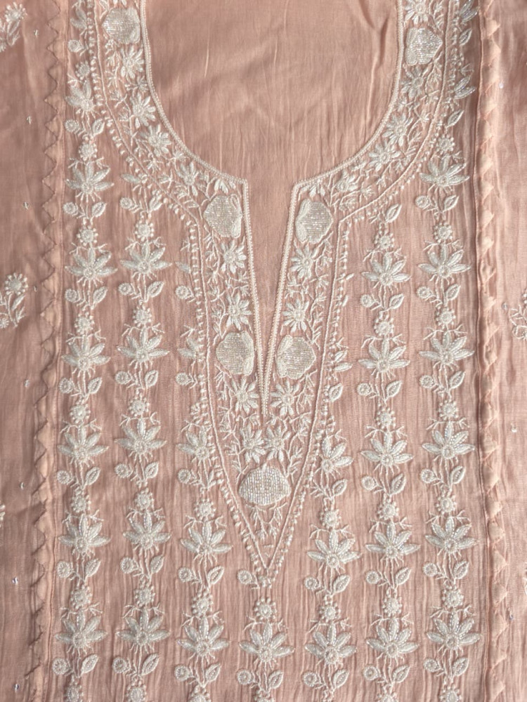 Image of Hazelnut brown color Mul chanderi Kurta dupatta with Embellishments