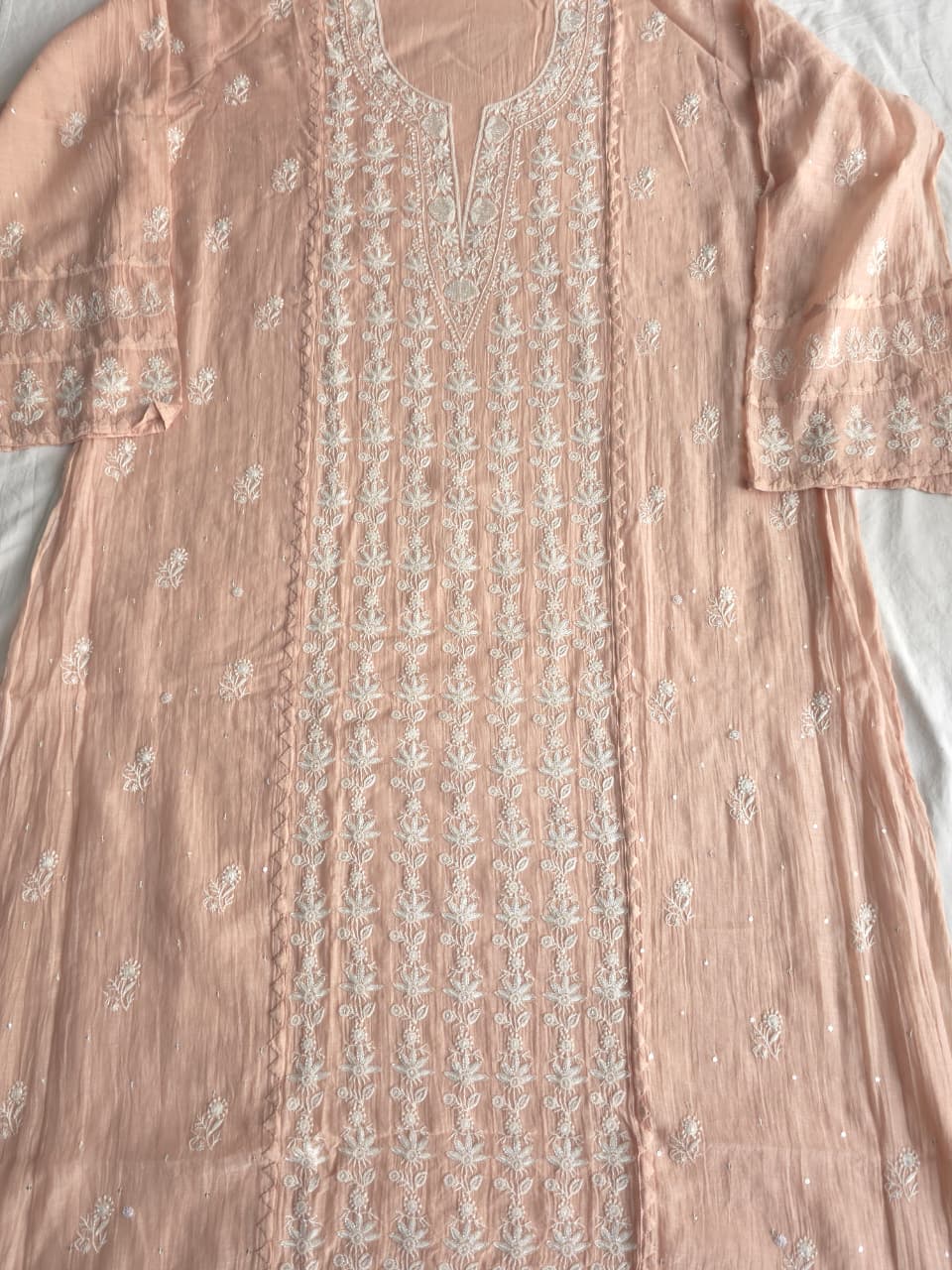 Hazelnut brown color Mul chanderi Kurta dupatta with Embellishments