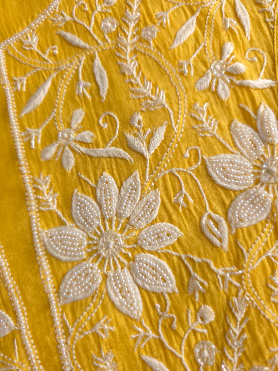 Mango yellow Mul chanderi Kurta dupatta with intricate chikankari and add on
