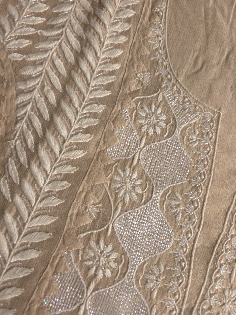 Ombre Dyed Brown Pure zari tissue Kurta and dupatta set with handwork