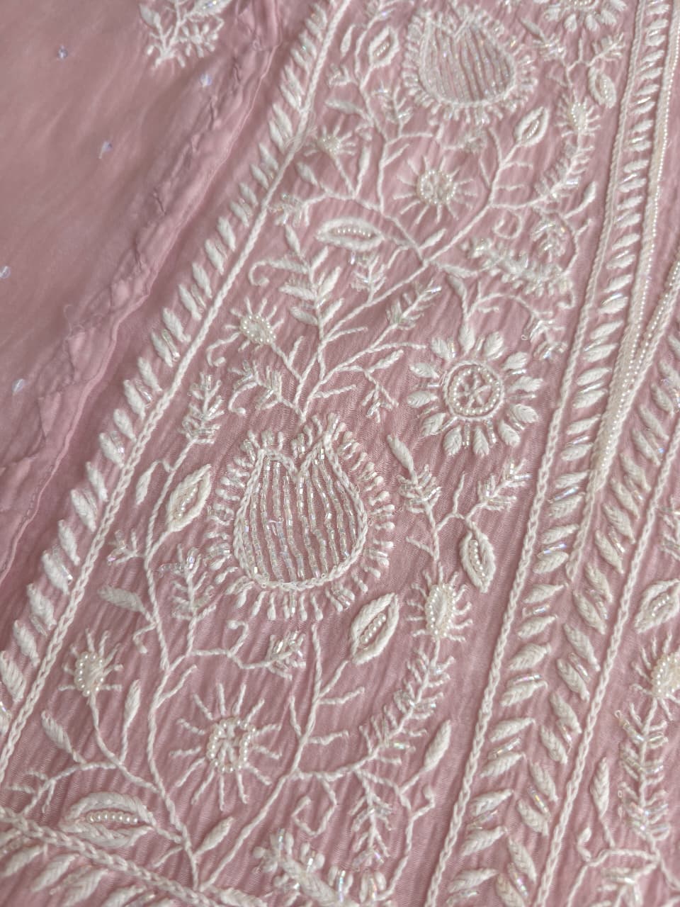 Dusty Mauve Mul Chanderi Kurta and dupatta set with Intricate Handwork