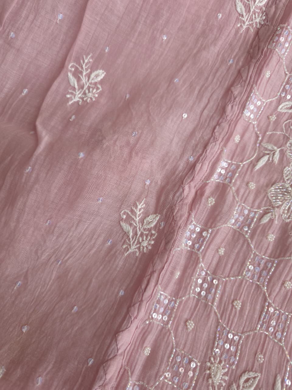 Dusty Mauve Mul Chanderi Kurta and dupatta set with Intricate Handwork