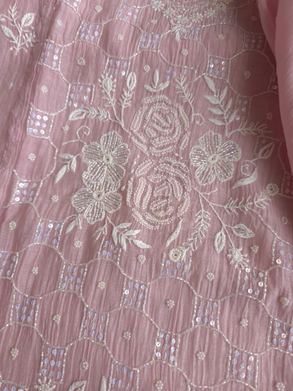 Dusty Mauve Mul Chanderi Kurta and dupatta set with Intricate Handwork