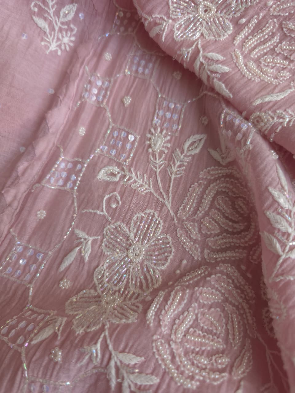Dusty Mauve Mul Chanderi Kurta and dupatta set with Intricate Handwork