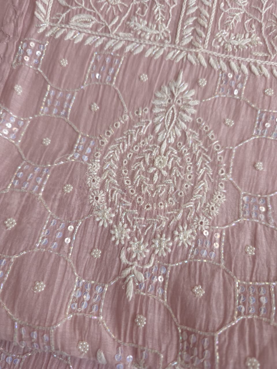 Dusty Mauve Mul Chanderi Kurta and dupatta set with Intricate Handwork