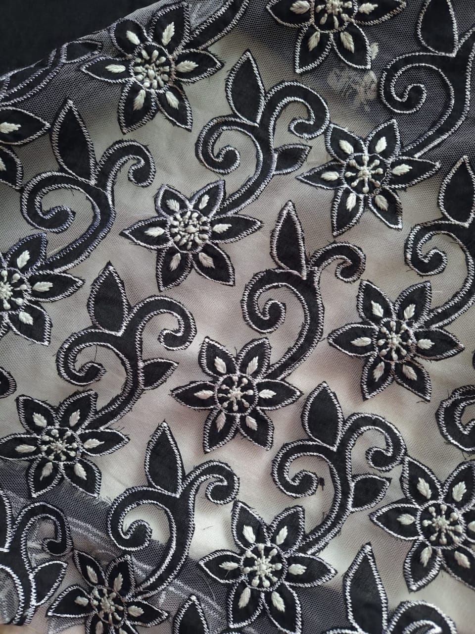 Black Mul Cotton Kurta dupatta set with cutwork and chikankari