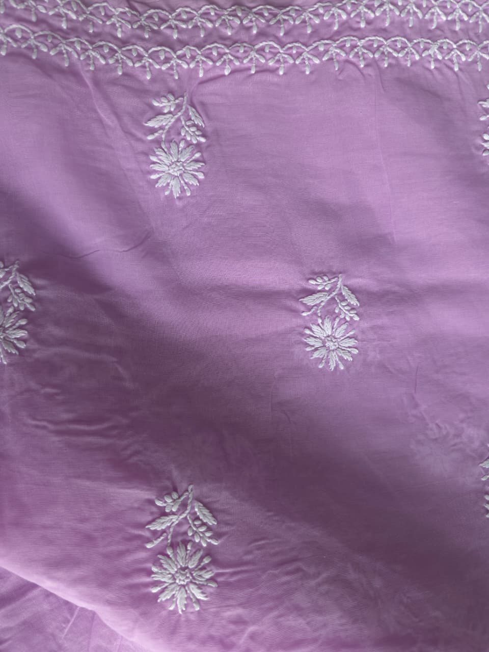 Lavender Cotton kurta fabric with Jaaliwork