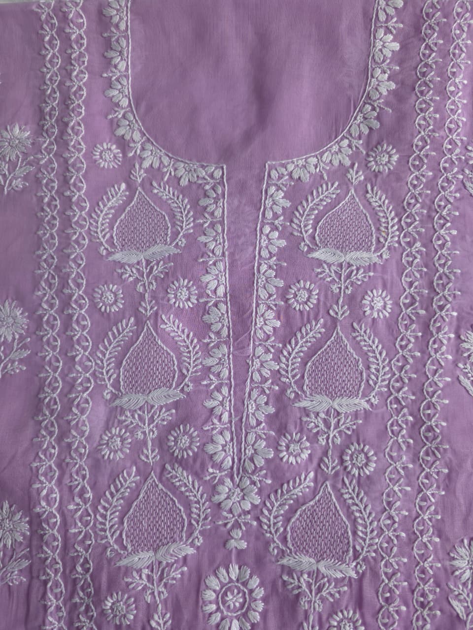 Lavender Cotton kurta fabric with Jaaliwork