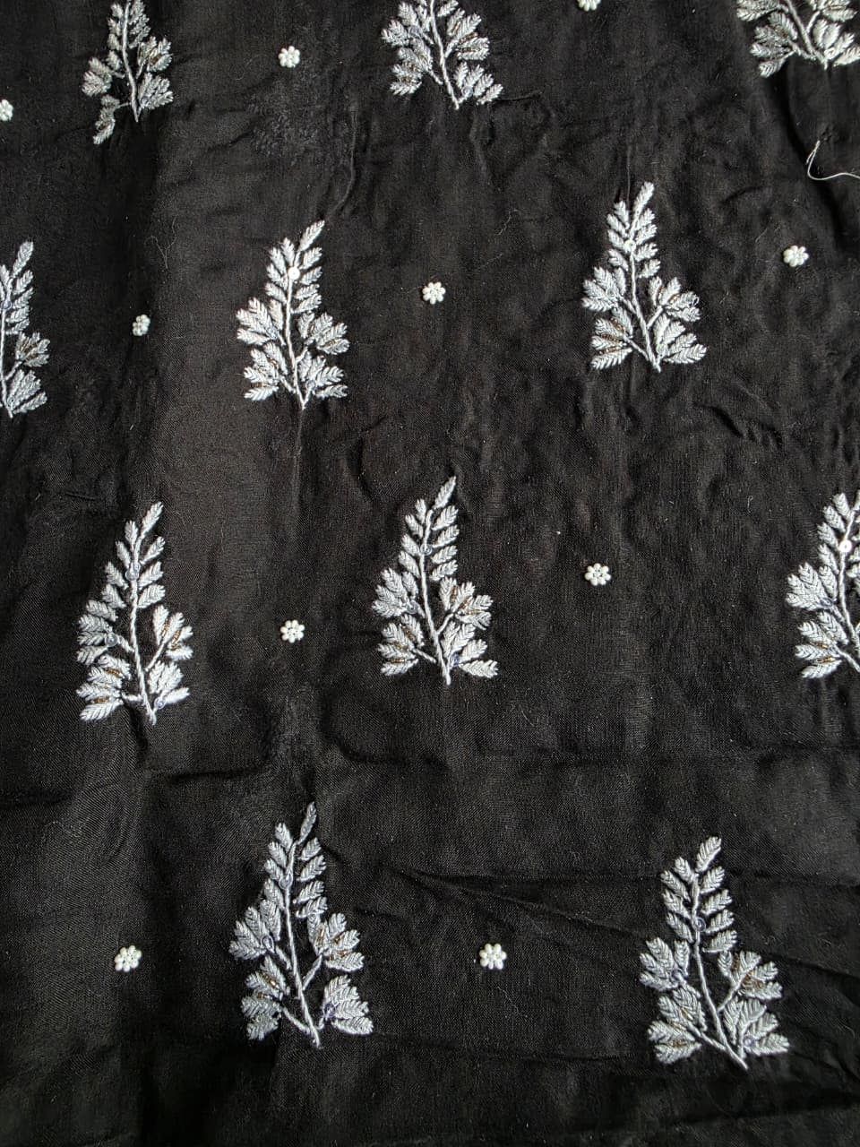 Mul Cotton Kurta Fabric with chikankari and embellishments
