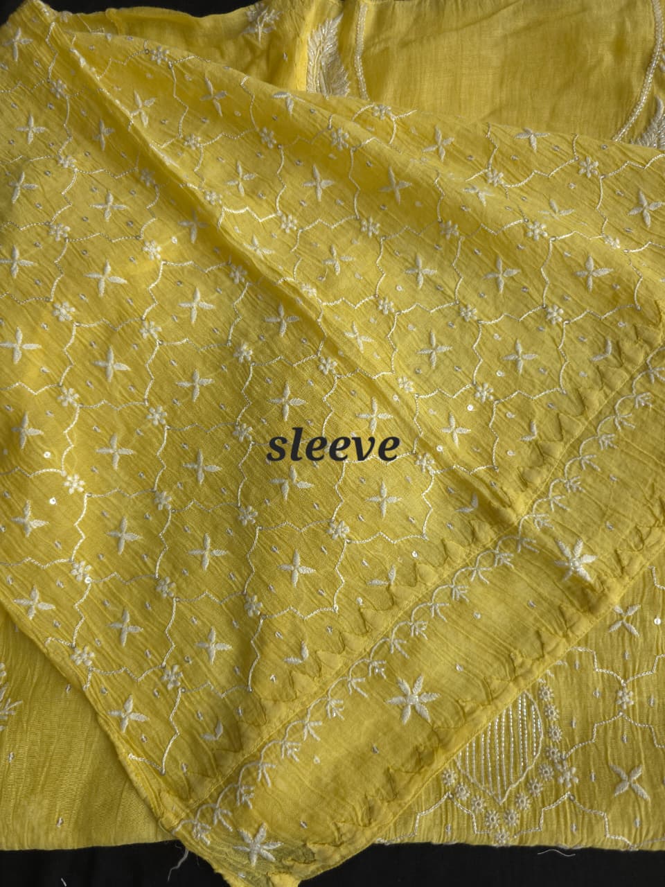 Olive Yellow mul chanderi Kurta dupatta set with extremly fine chikanwork