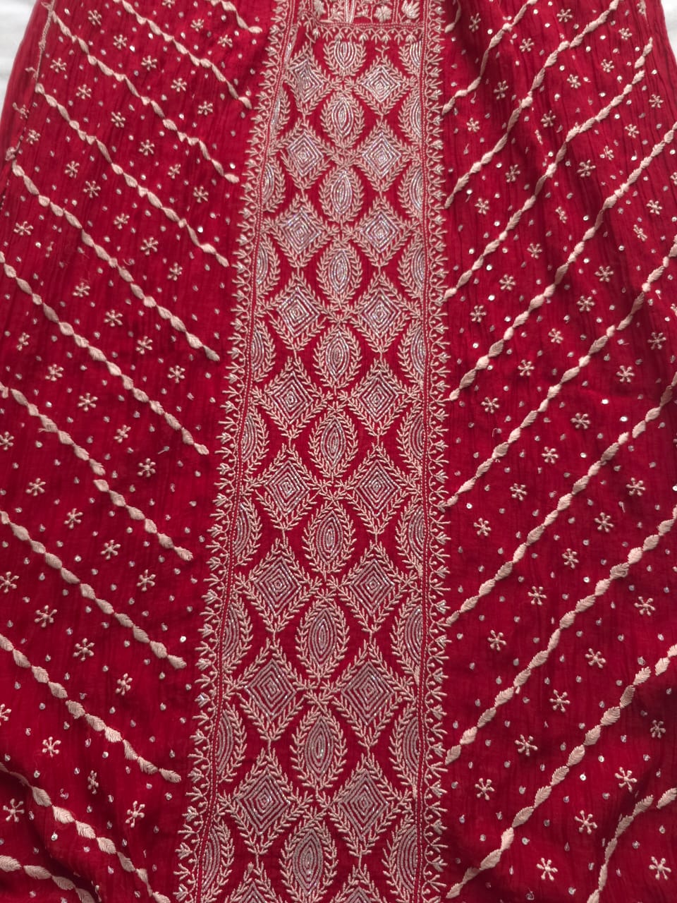 Maroonish Red Mul Chanderi Kurta Dupatta set with hand embroidery