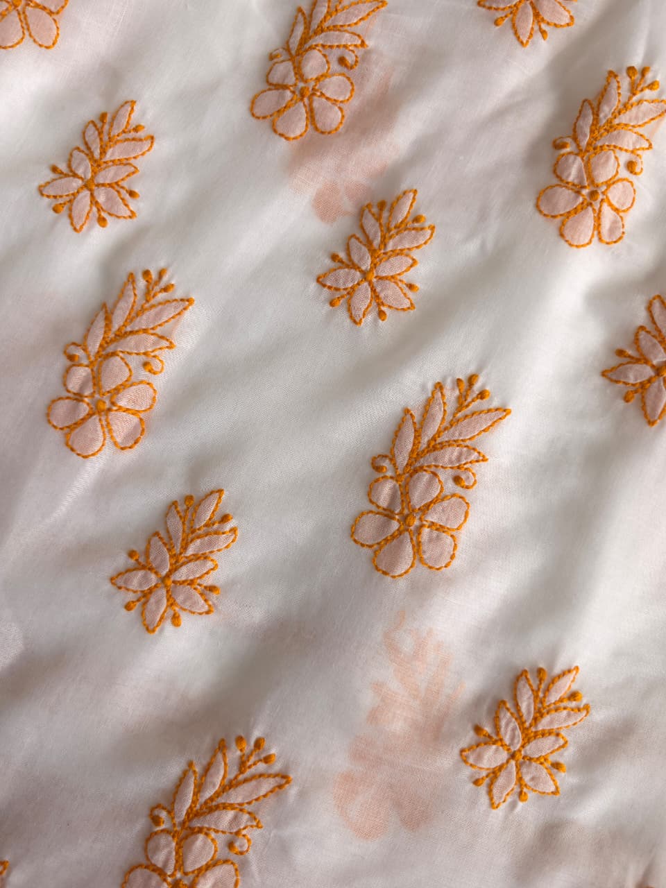 Soft Cotton Designer Kurta and dupatta set with Mustard Chikankari and Parsi neckline