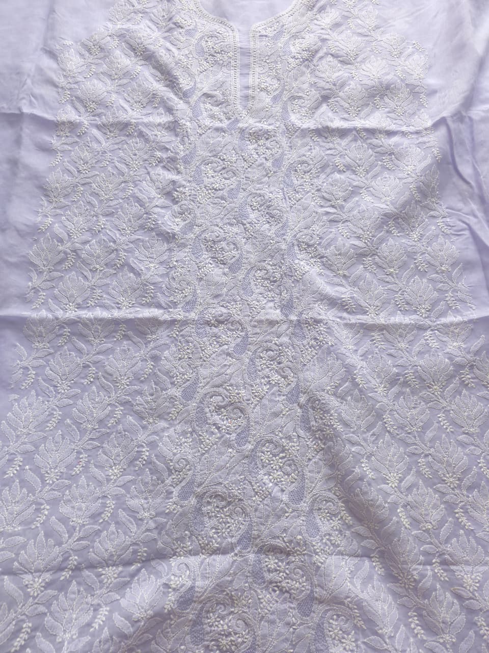 Lavender cotton Kurta fabric with Jaaliwork