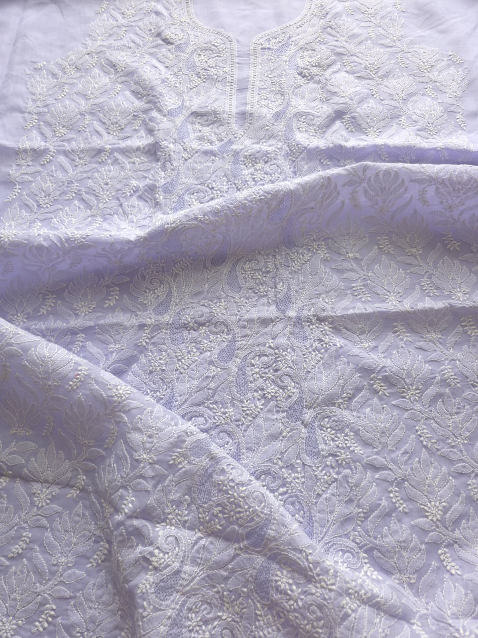 Lavender cotton Kurta fabric with Jaaliwork