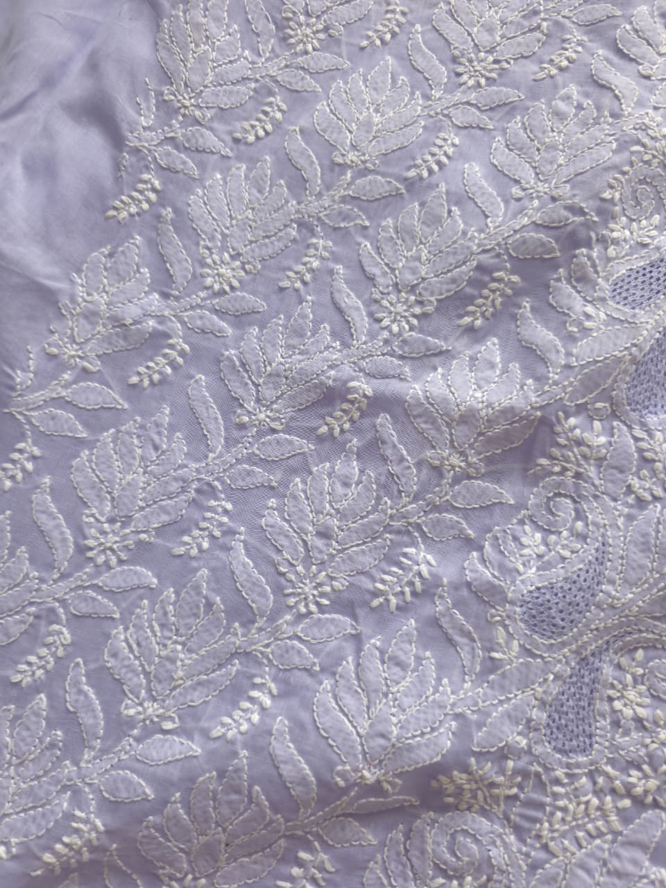 Lavender cotton Kurta fabric with Jaaliwork