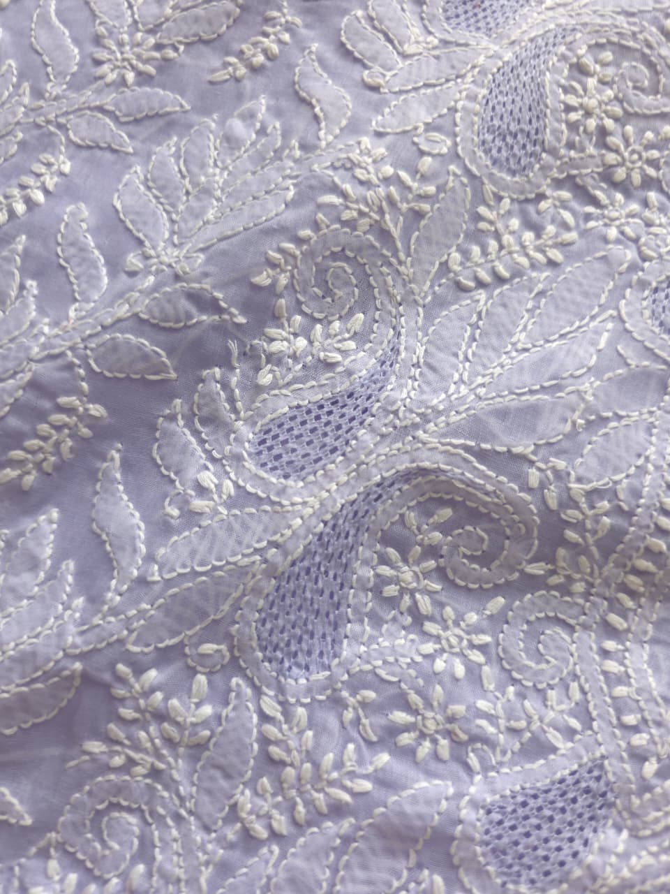 Lavender cotton Kurta fabric with Jaaliwork