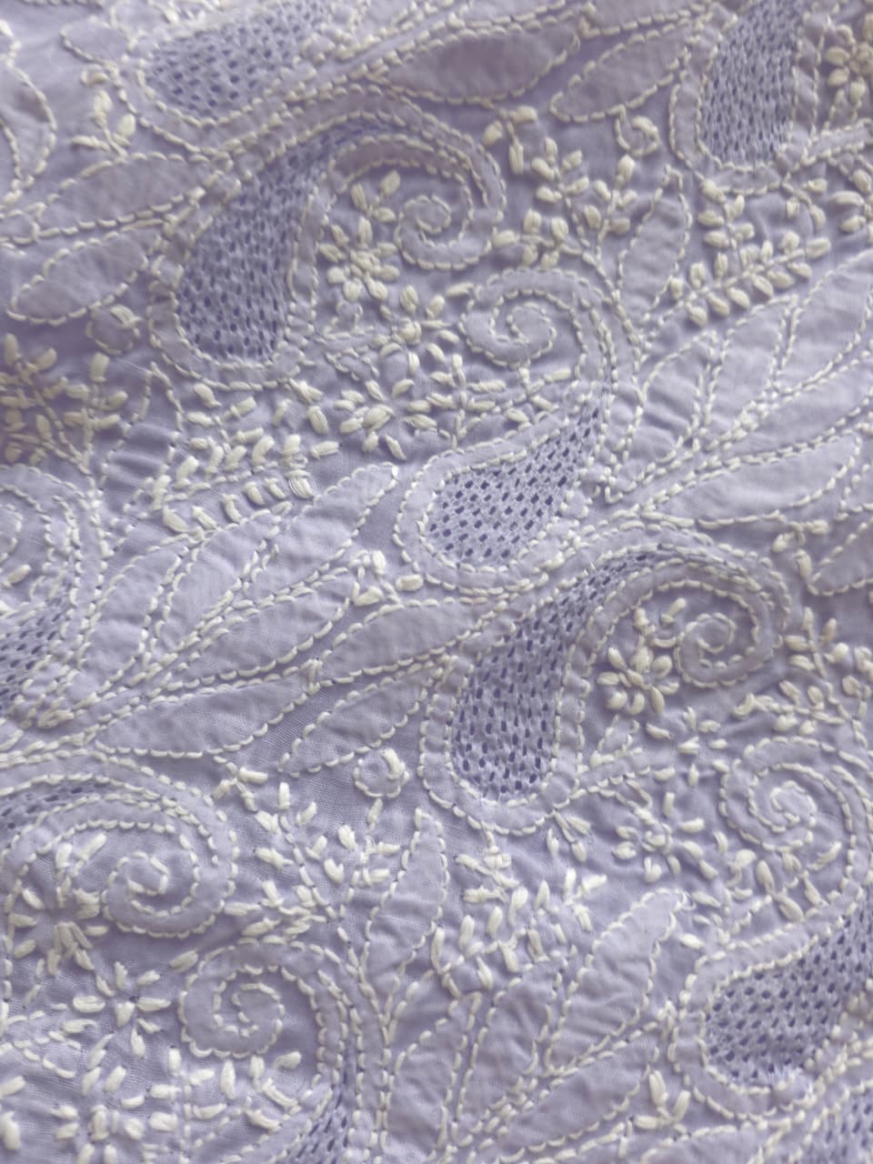 Lavender cotton Kurta fabric with Jaaliwork