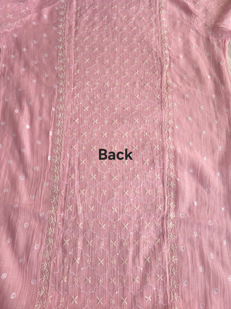 Candy Pink Mul Chanderi All over hand embroidered Kurta dupatta with embellishments