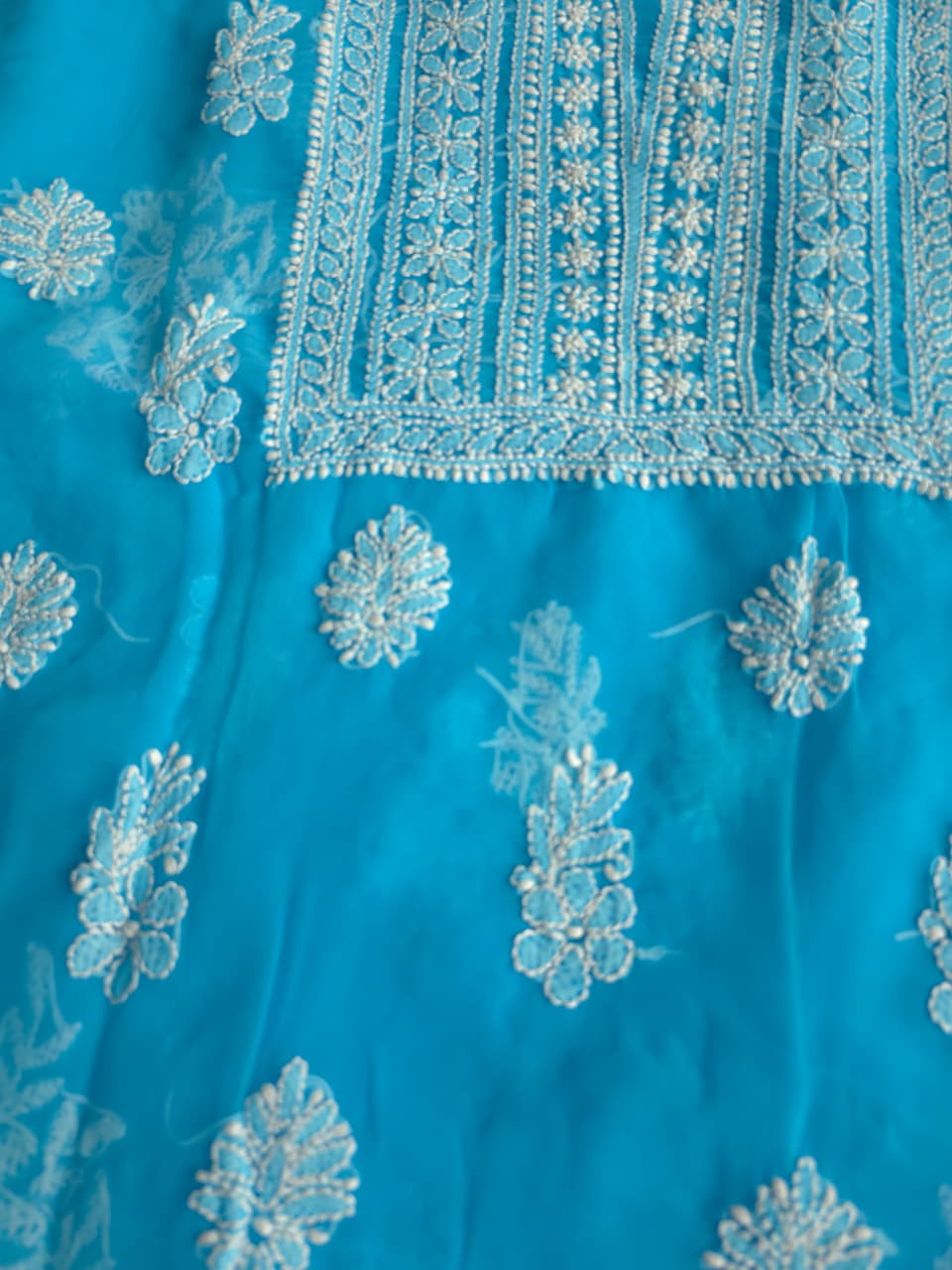 Firozi blue georgette Unstitched full set with beautiful dupatta