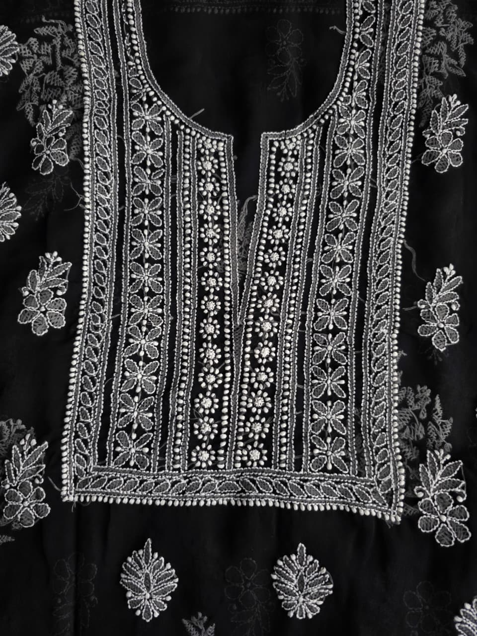 Black Georgette Unstitched full set with Heavy Dupatta