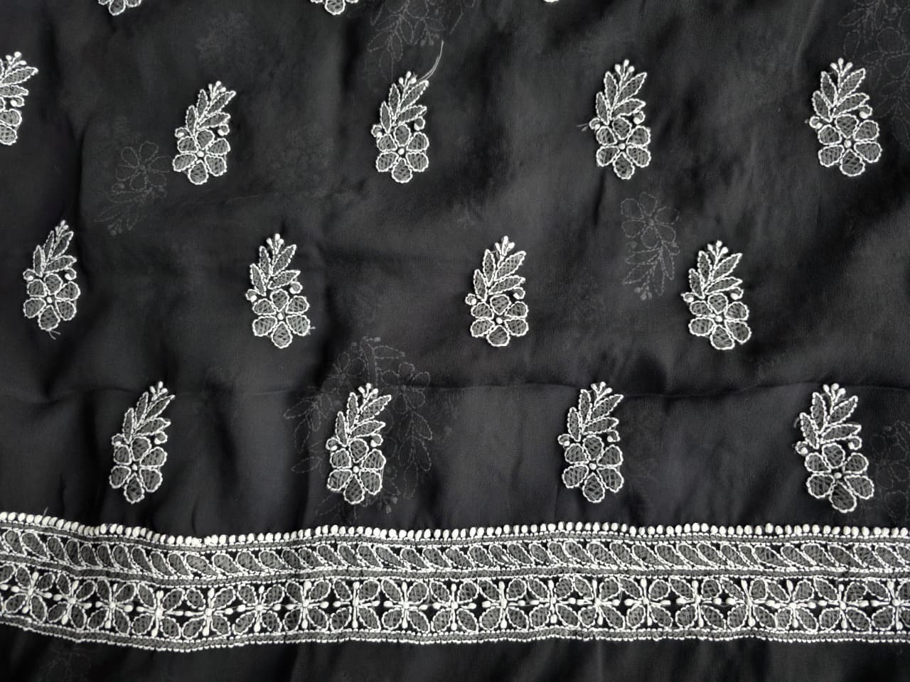 Black Georgette Unstitched full set with Heavy Dupatta