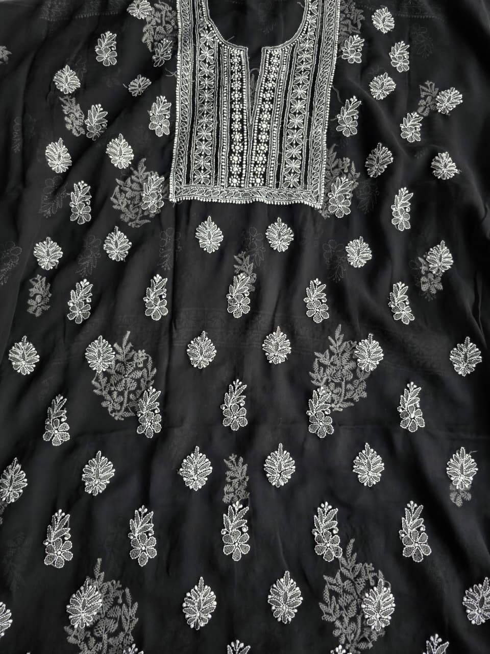 Black Georgette Unstitched full set with Heavy Dupatta