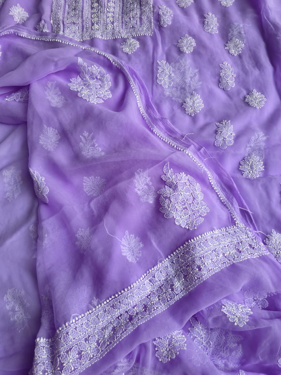 Lavender Georgette unstitched set with Beautiful dupatta