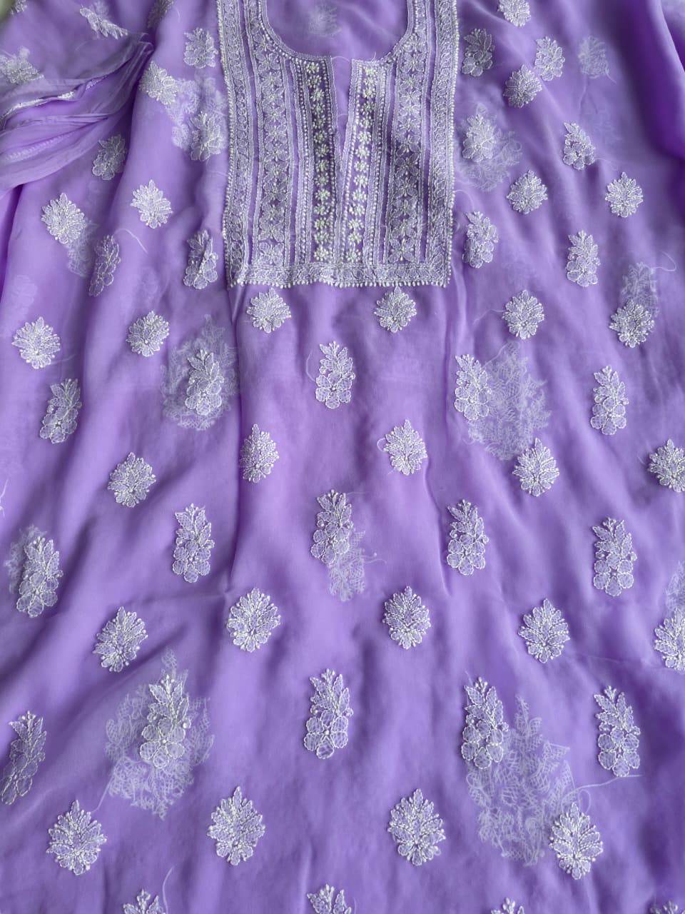 Lavender Georgette unstitched set with Beautiful dupatta