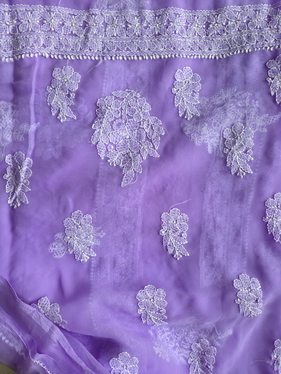 Lavender Georgette unstitched set with Beautiful dupatta