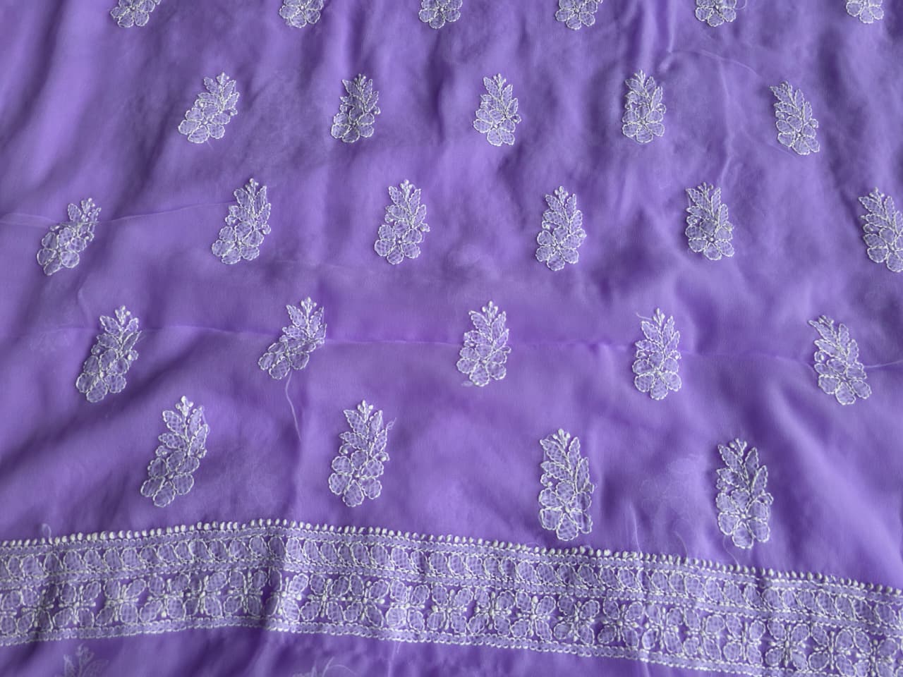 Lavender Georgette unstitched set with Beautiful dupatta