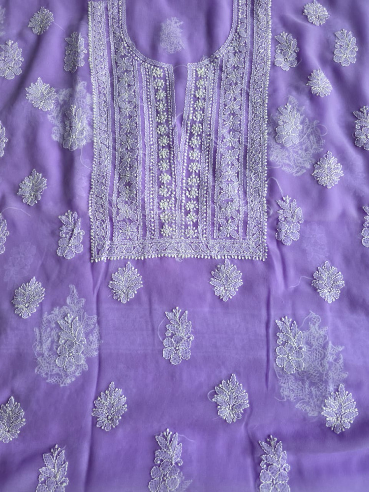Image of Lavender Georgette unstitched set with Beautiful dupatta