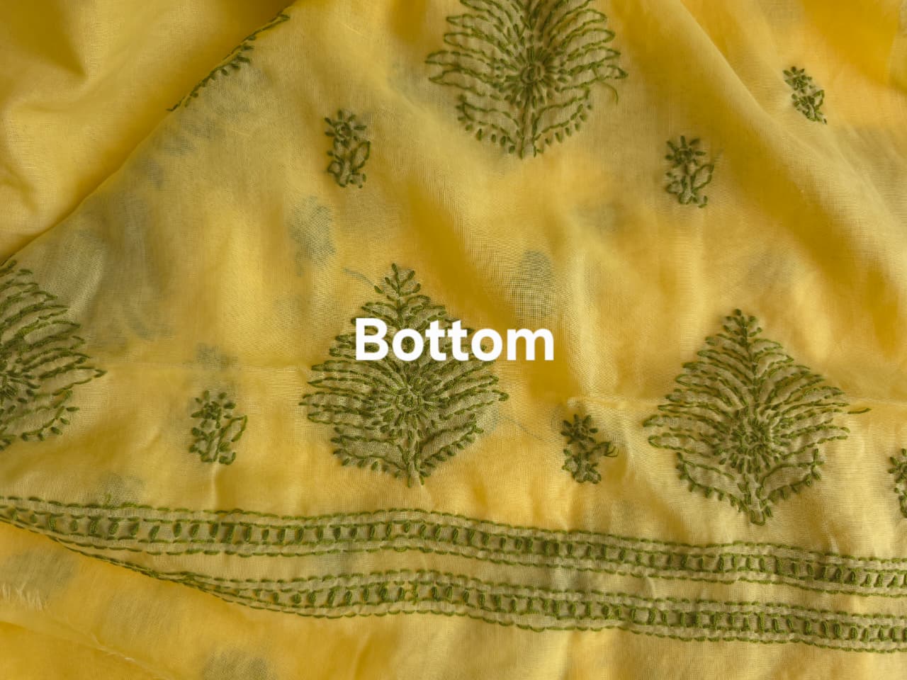 Mango Yellow Cotton Full set with dual tone chikankari