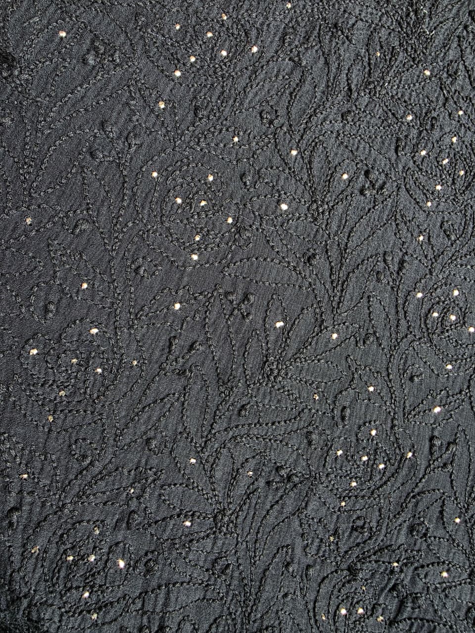 Black Mul chanderi unstitched kurta dupatta with chikan mukaish