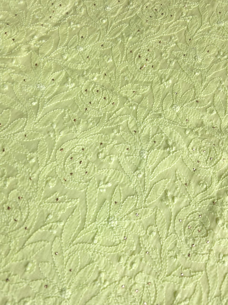 Lime Green Mul chanderi unstitched kurta dupatta with chikan mukaish