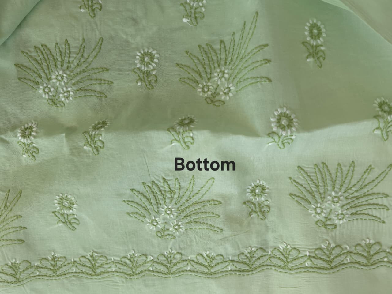 Sage Green Cotton Full suit with Dual tone Chikankari
