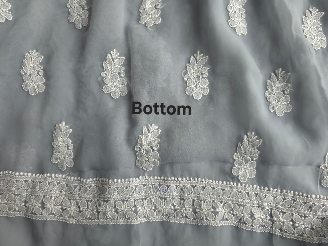 Grey Color Goergette Unstitched full set with beautiful dupatta