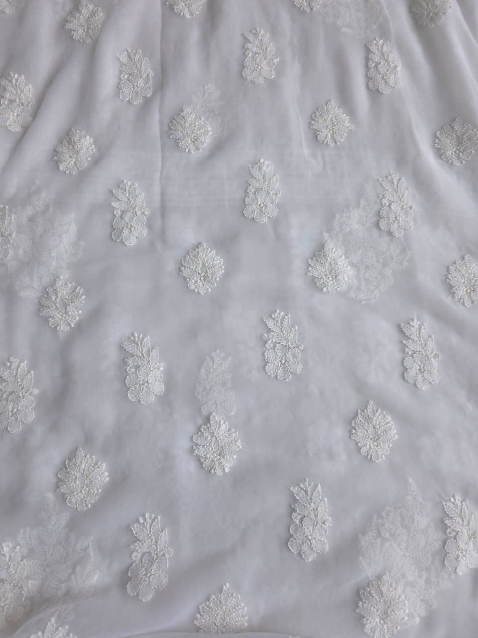 White Goergette unstitched full set with beautiful dupatta