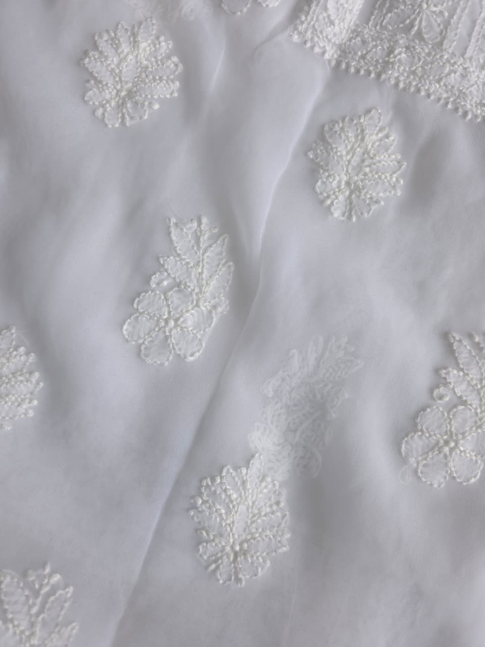 White Goergette unstitched full set with beautiful dupatta