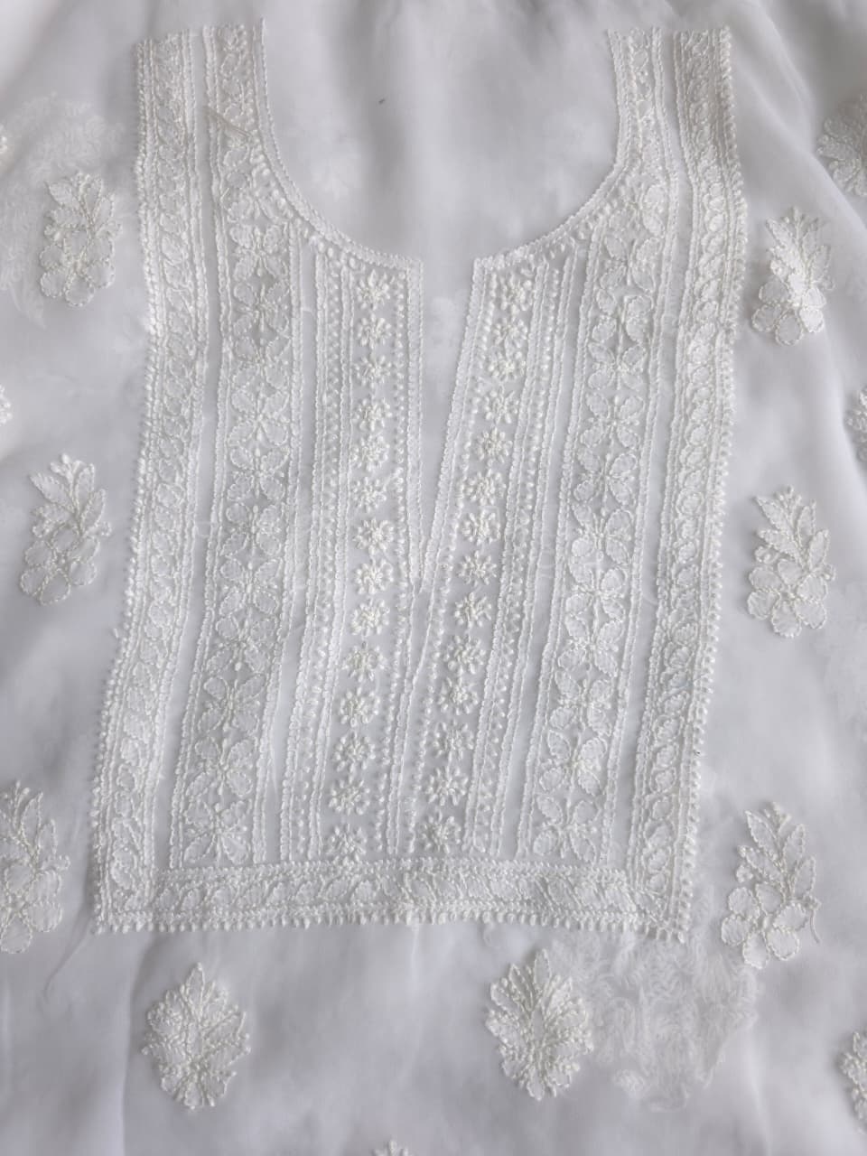 White Goergette unstitched full set with beautiful dupatta