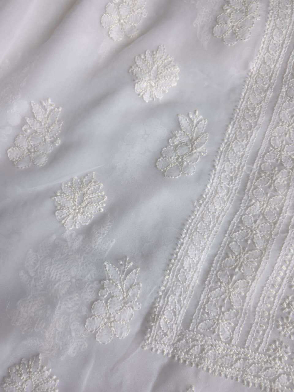 White Goergette unstitched full set with beautiful dupatta