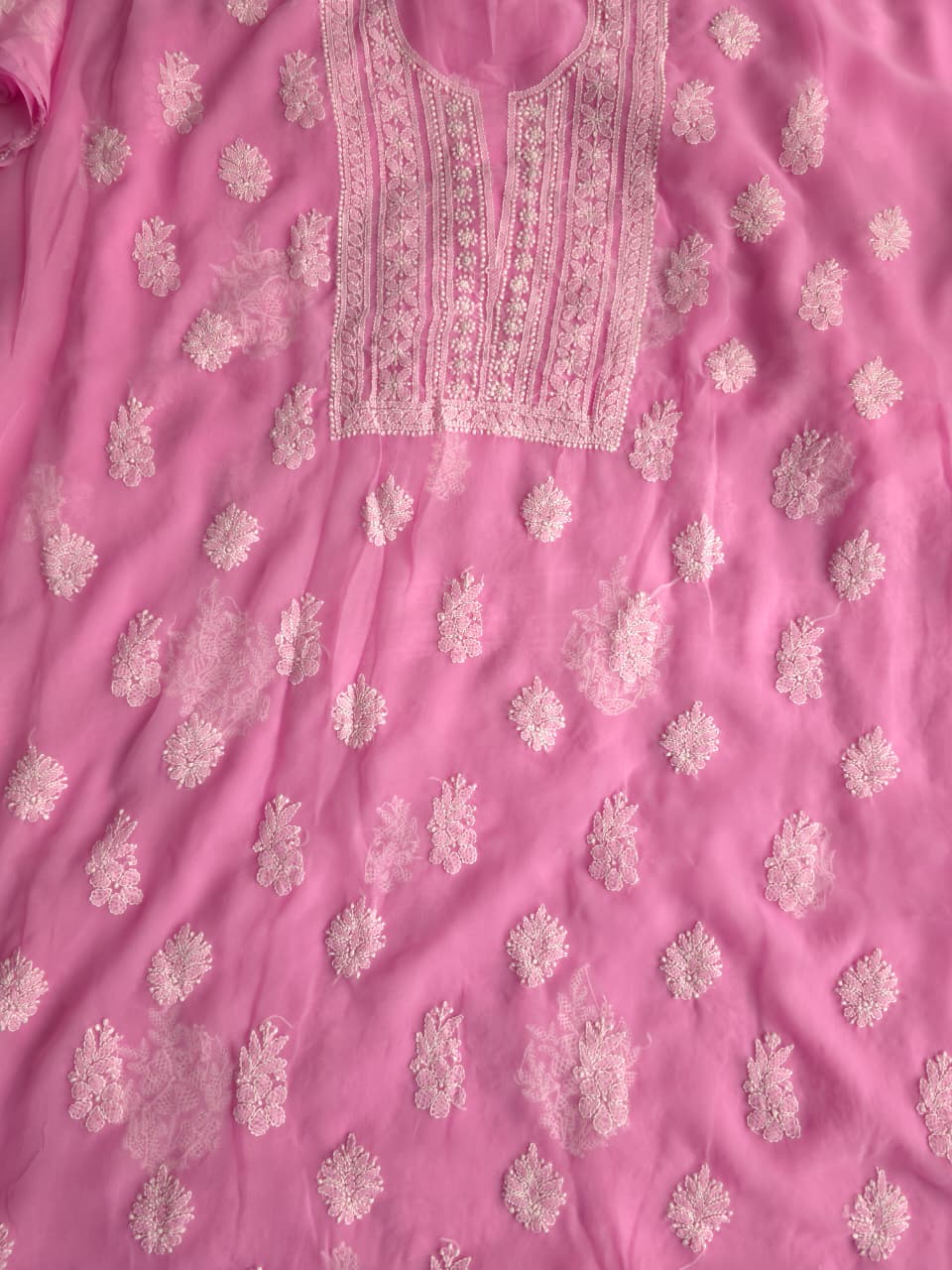 Dark Pink Georgette Unstitched full set with Beutiful Dupatta