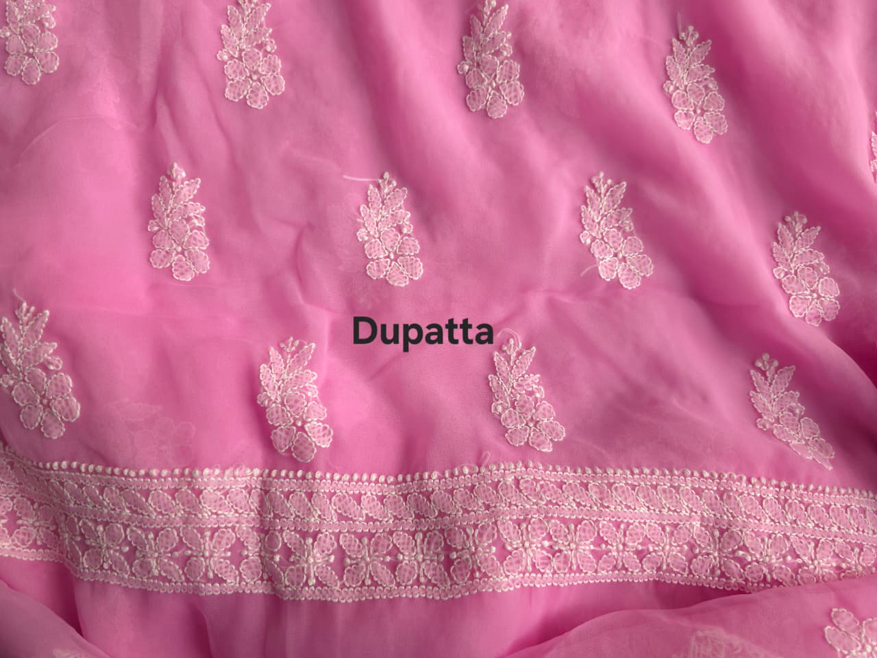 Dark Pink Georgette Unstitched full set with Beutiful Dupatta
